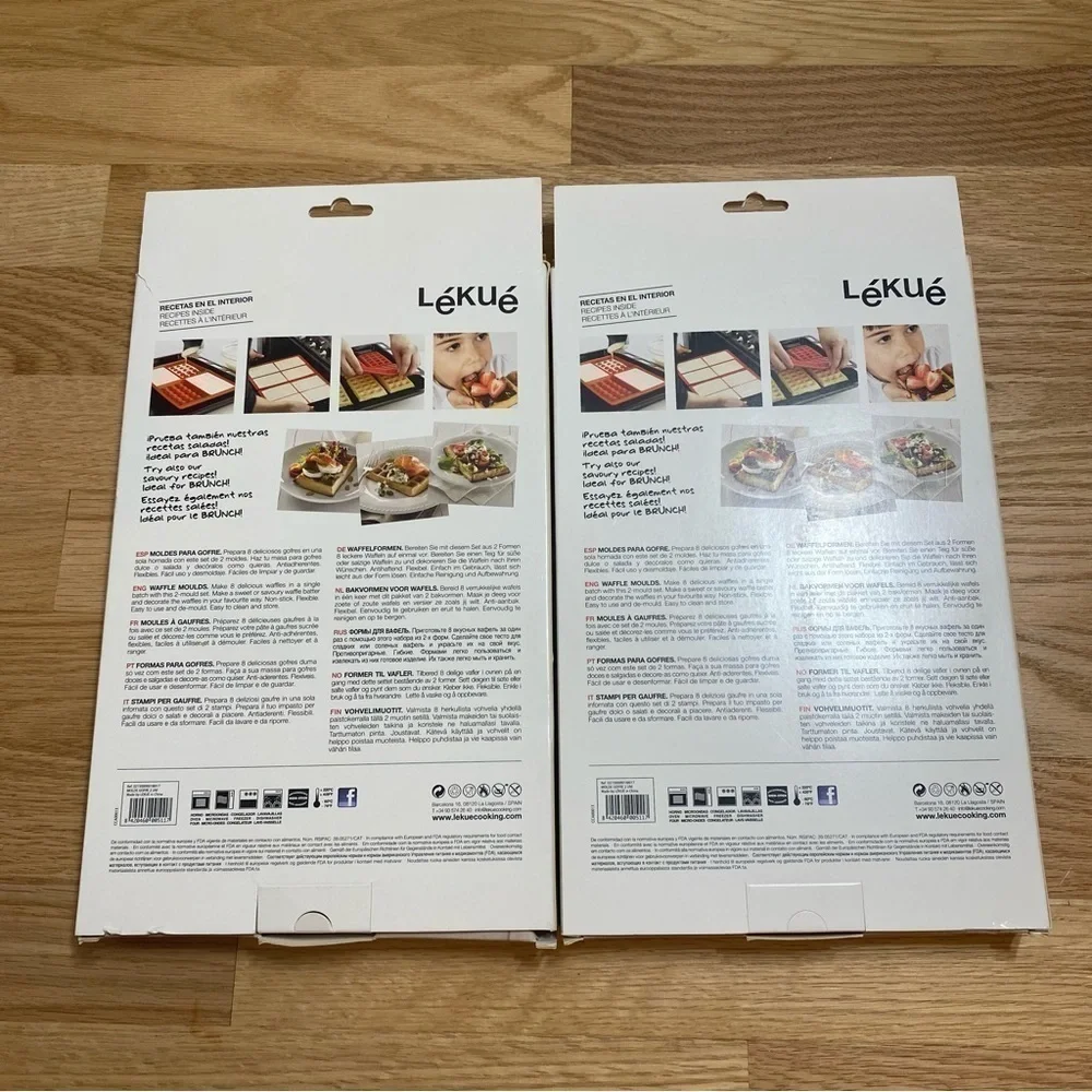 Lekue Waffle Mould 2 Pack Bundle NEW Silicone Bakeware Kitchen Mold